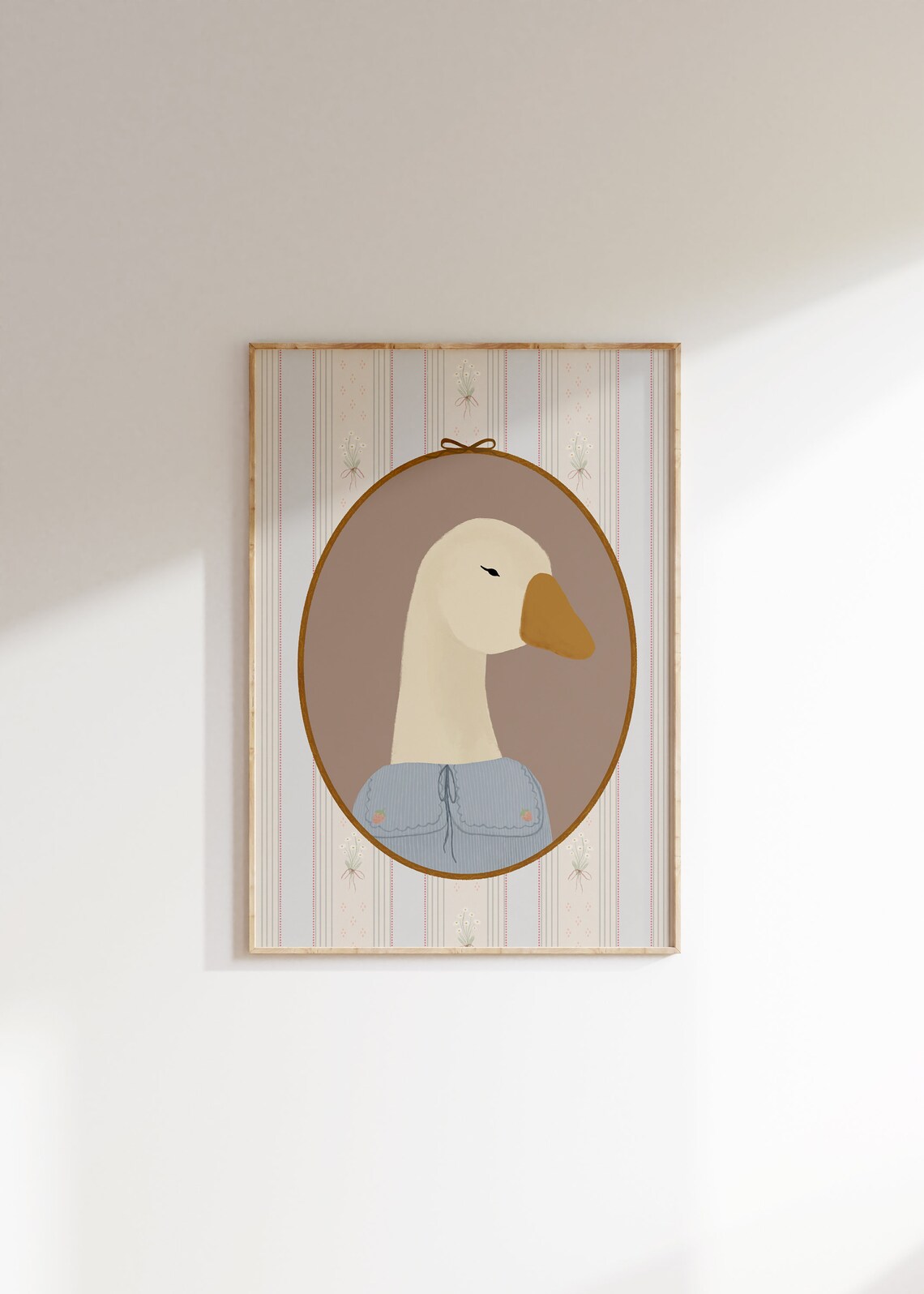 Vintage Goose Print, Girls Room Nursery Decor