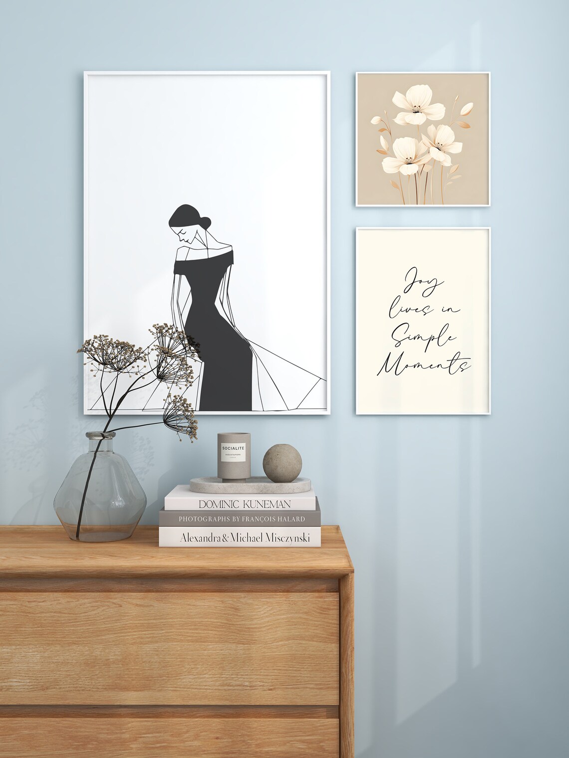 Cream White Wildflowers Beige Botanical Neutral Floral Art Poster - Image 2