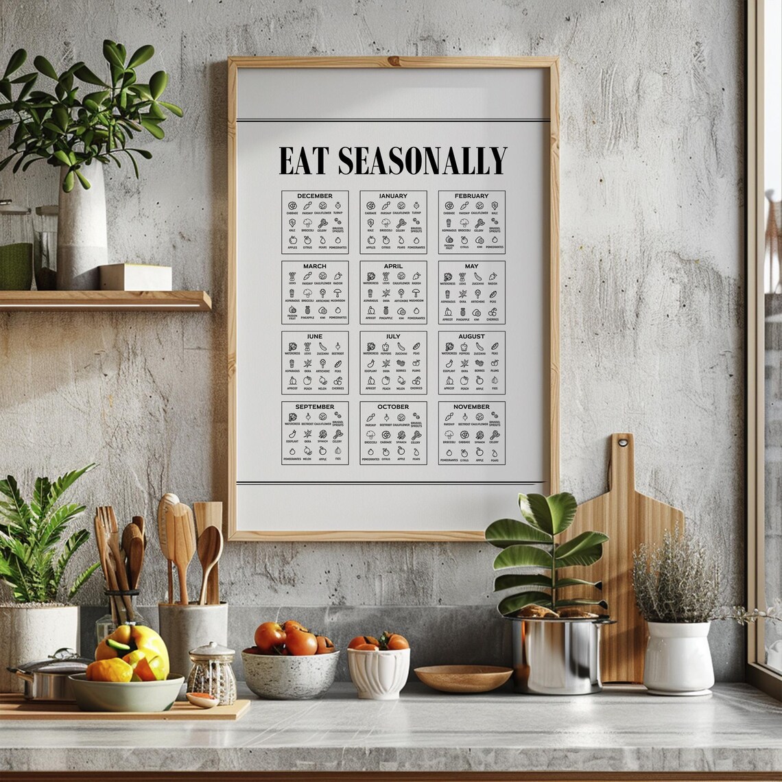 Eat Seasonally Seasonal Produce Guide Art Print - Image 2