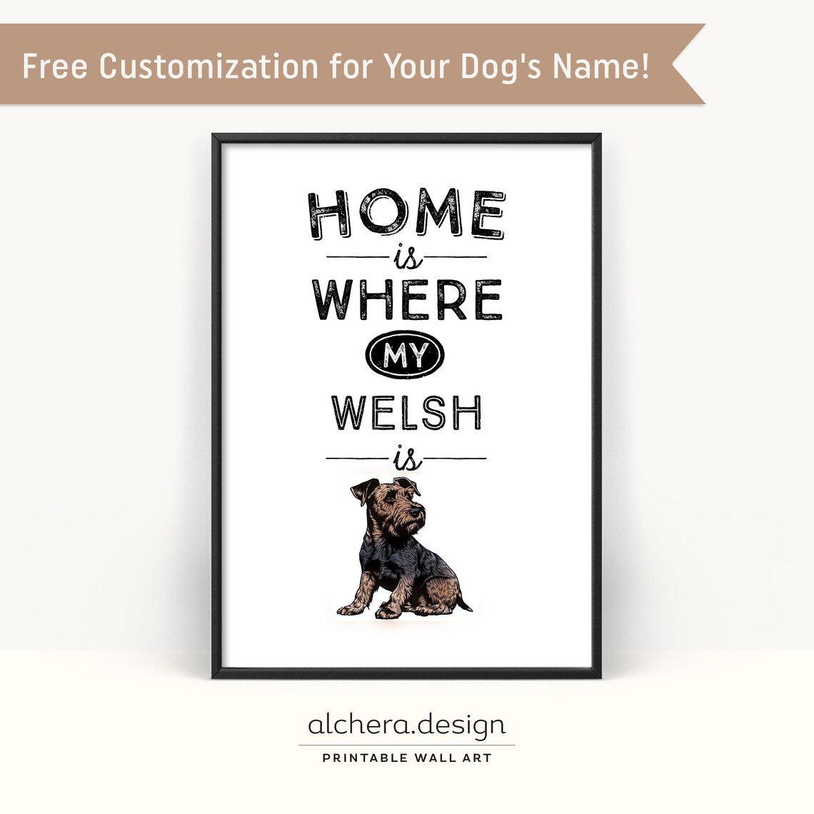 Welsh Dog Quote Home Is Where My Welsh Is Vintage Art Poster