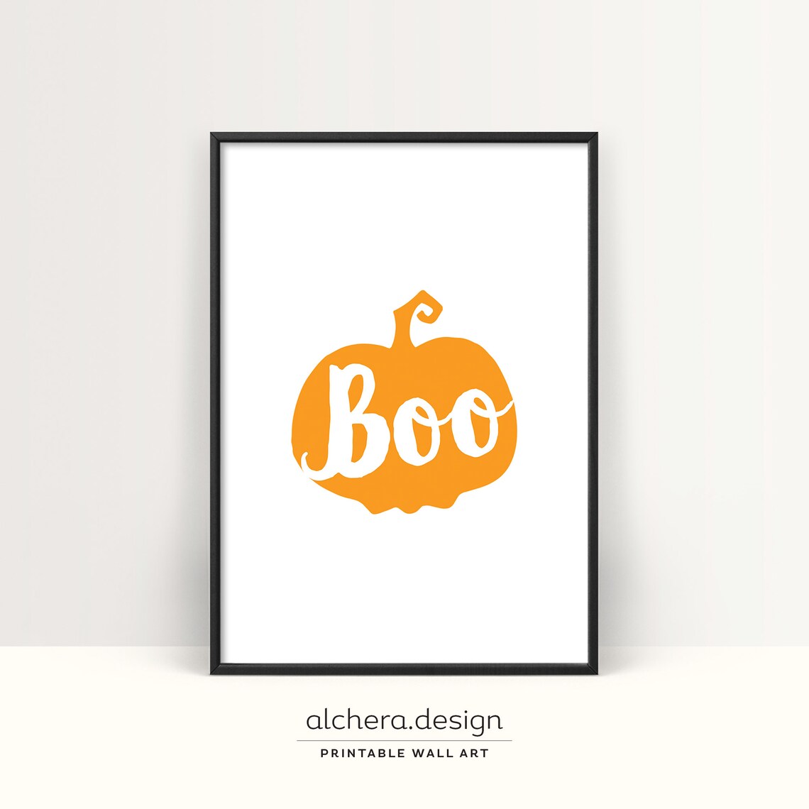 Boo Pumpkin Orange Cute Halloween Fall Decor Sign Art Poster