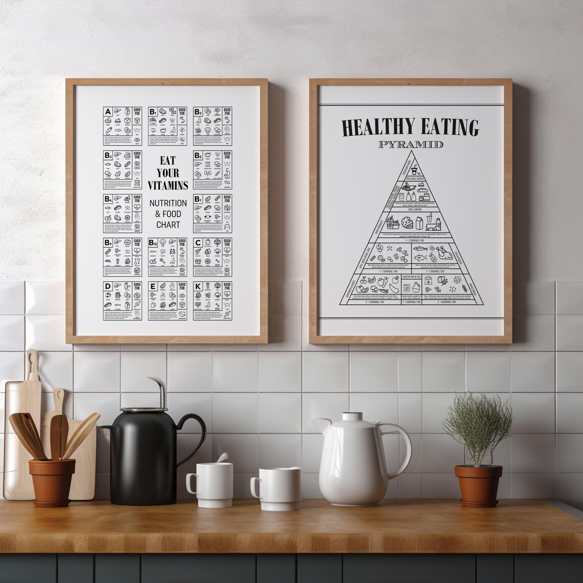 Healthy Eating Chart, Kitchen Nutrition Art Print - Image 2