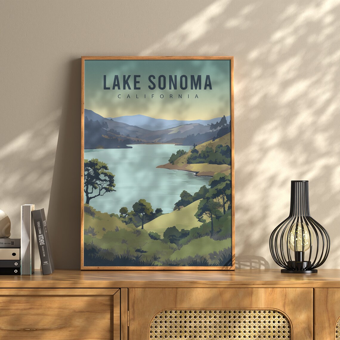 Lake Sonoma California Rolling Hills Lake Vintage Travel Poster