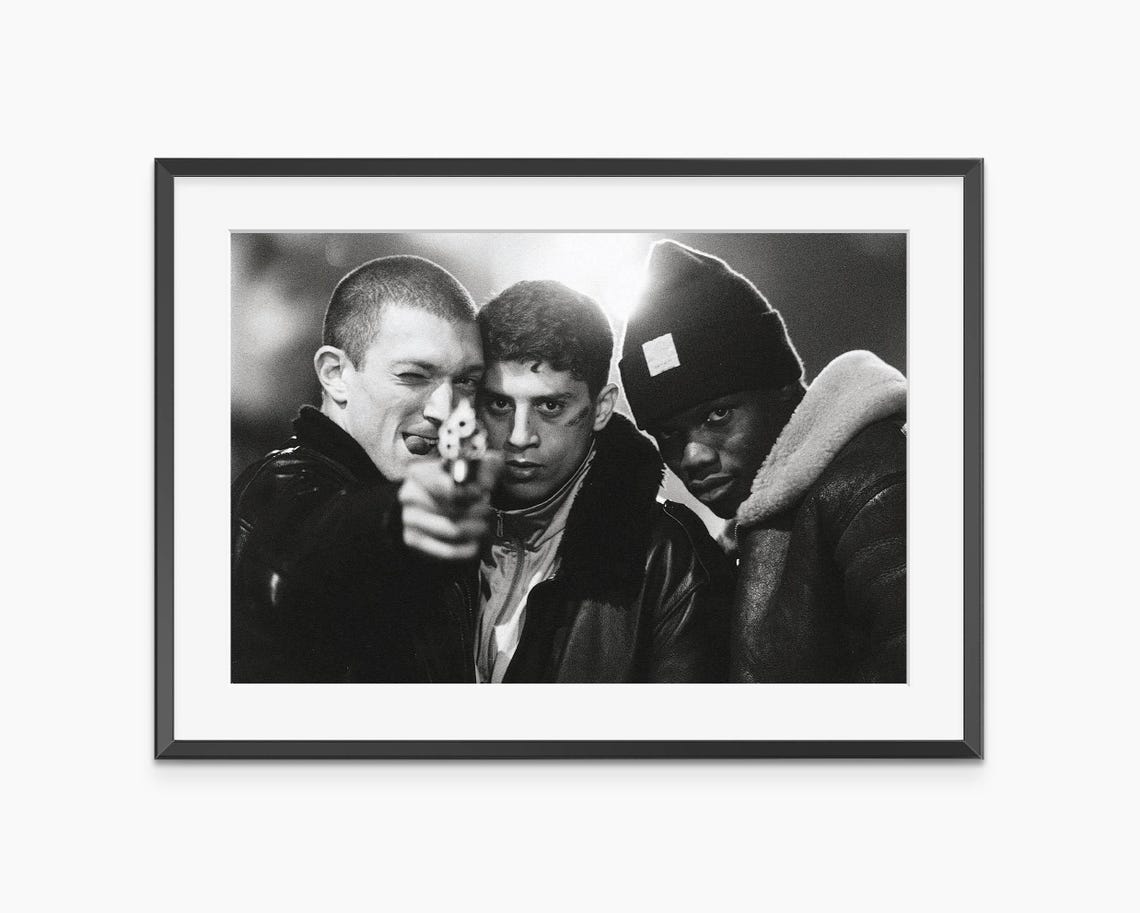 La Haine Poster Vinz Said Hubert Black White Film Affiche Movie French Gangster Iconic Scene Museum Quality Print
