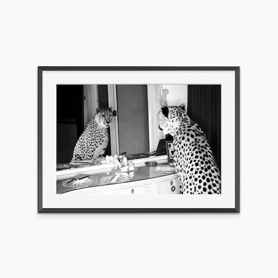 Cheetah Print Photography Prints Leopard Fashion Wall Art Black And White Museum Grade Poster
