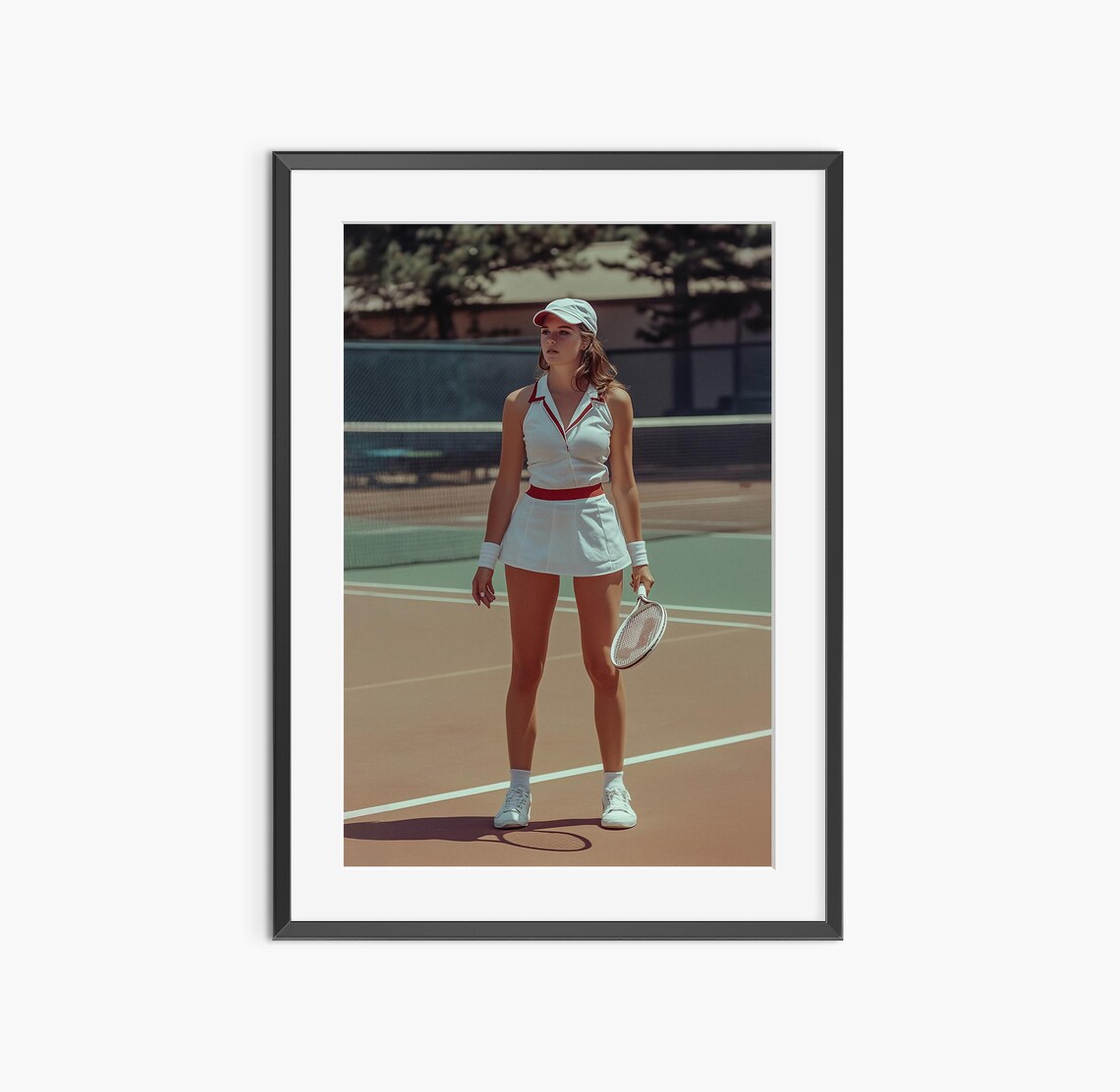 Retro Female Tennis Player 1970s Style Court Vintage Photo Poster