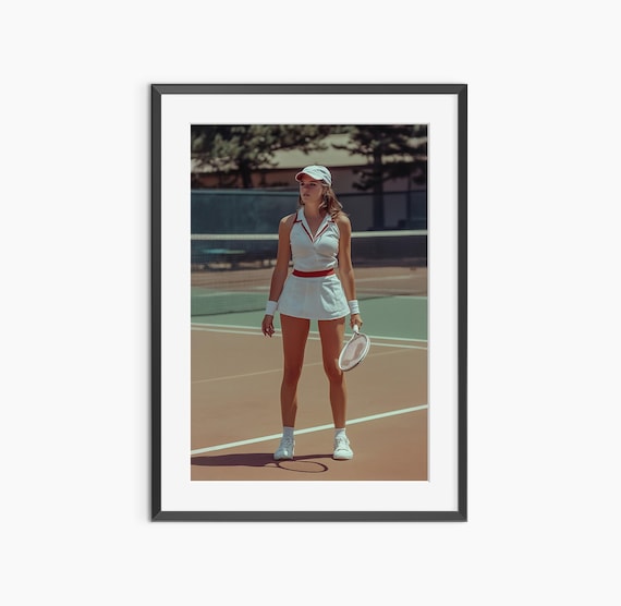 Retro Female Tennis Player 1970s Style Court Vintage Photo Poster