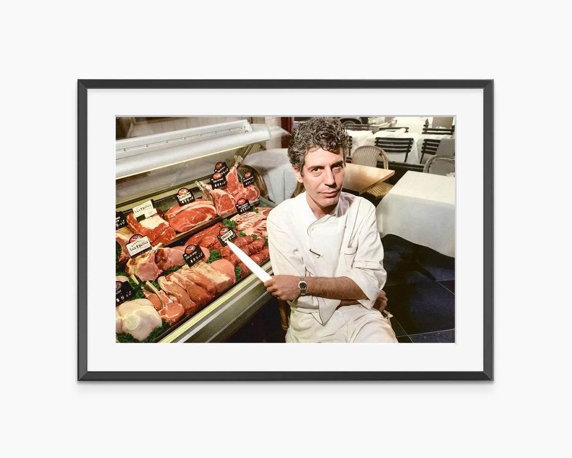Anthony Bourdain Chef Butcher Counter Vintage Kitchen Photo Poster
