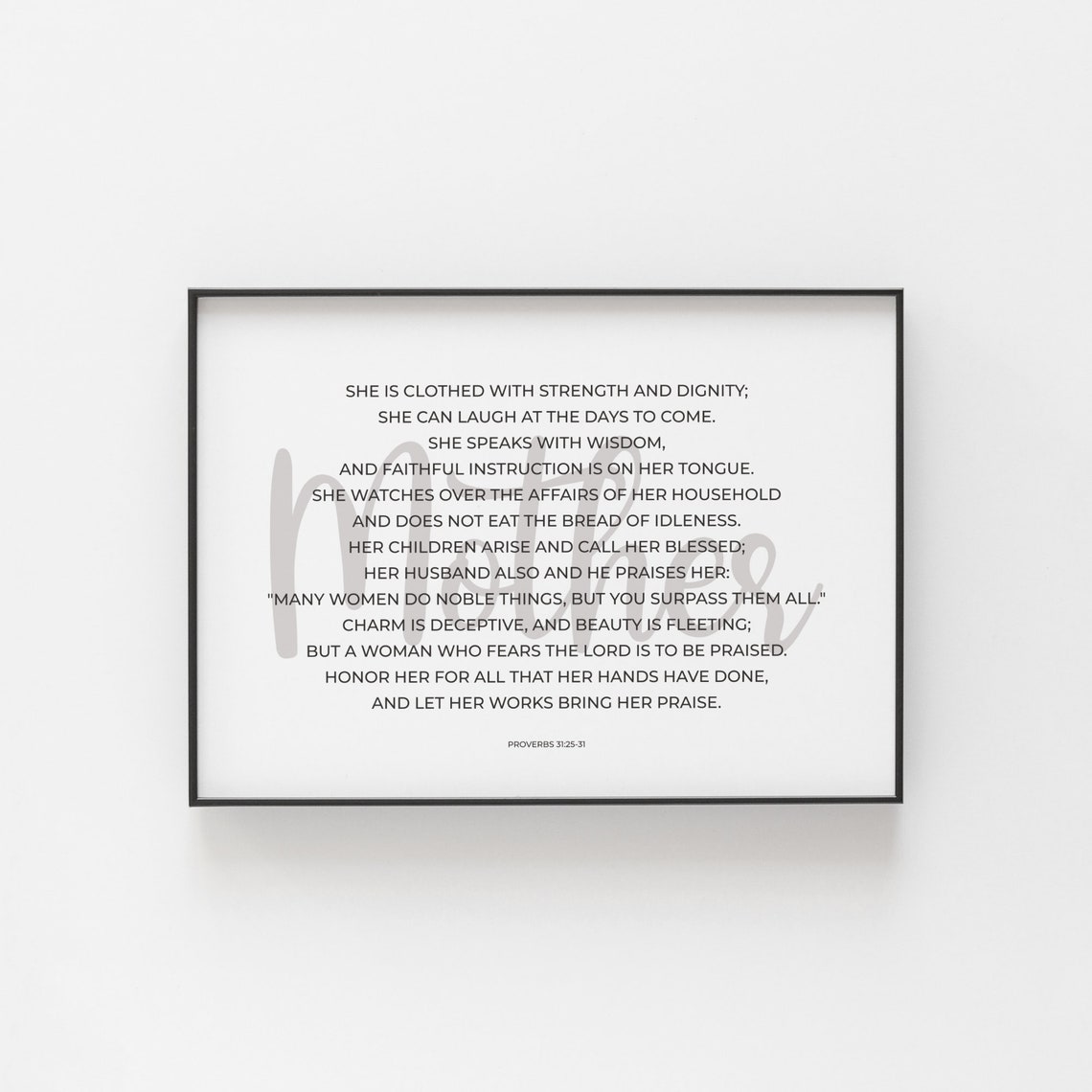 Proverbs 3125 31 Bible Verse Wall Art Christian Mothers Day Gift Minimalist Christian Scripture Wall Art