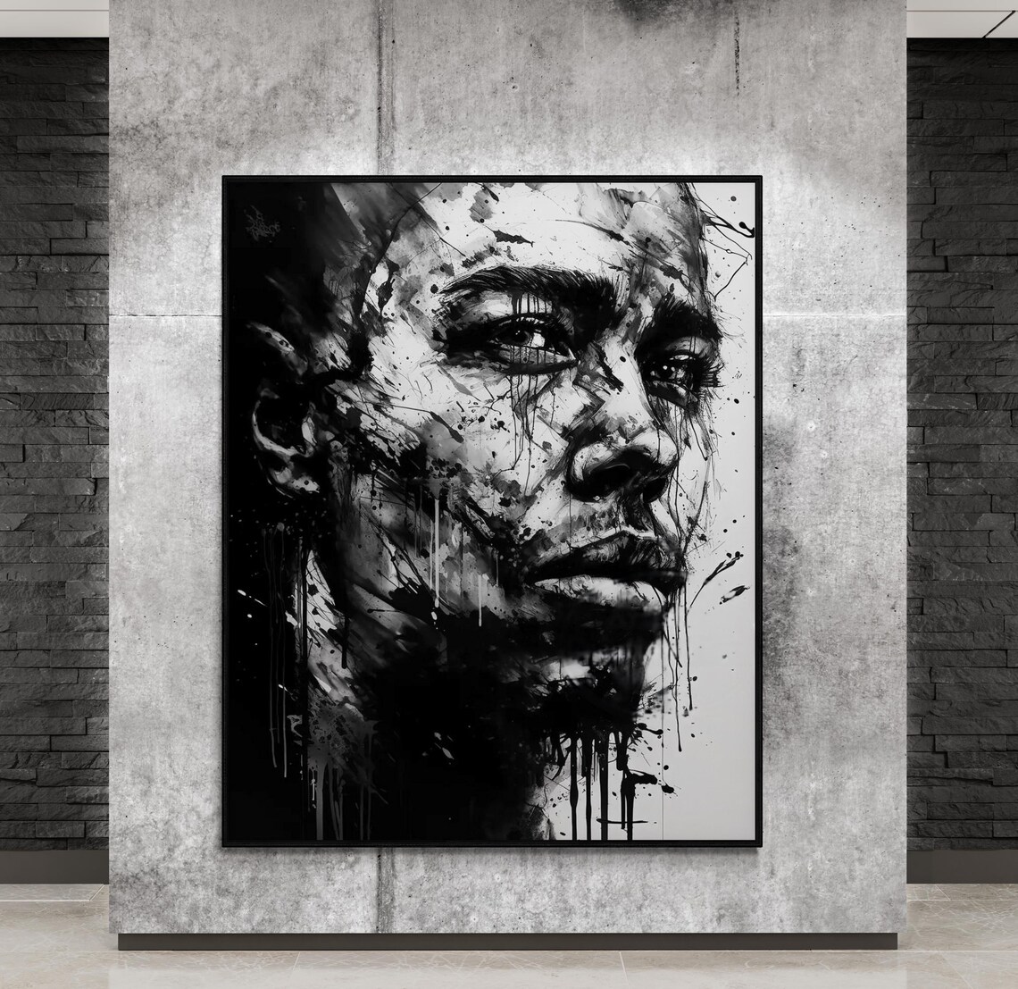 Abstract Black And White Men Portrait, Modern