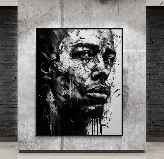 Abstract Black And White Men Portrait, Modern