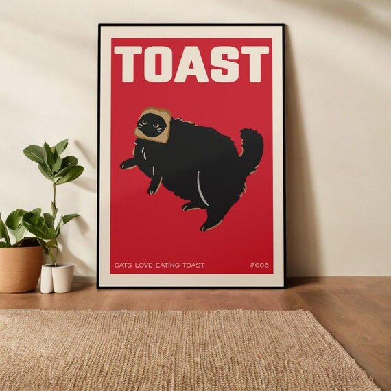 Toast Cat, Funny Kitchen Wall Art