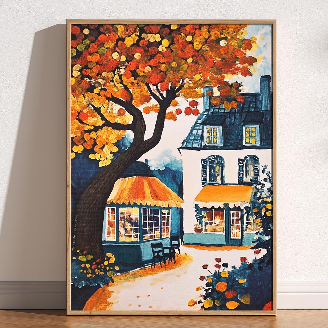 Matisse-Inspired Cozy Autumnal Small Town Poster