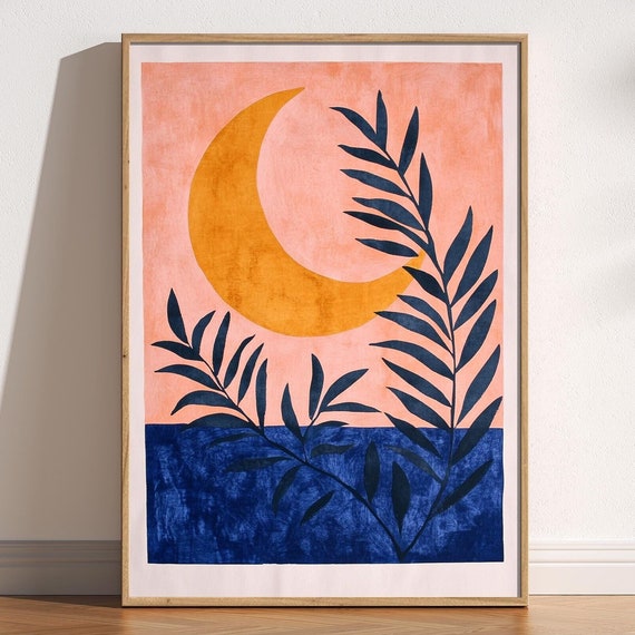 Mid-Century Moon Celestial Abstract Art Print
