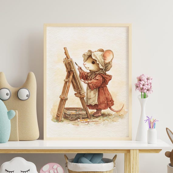 Mouse Nursery Wall Art Cute Kids Room