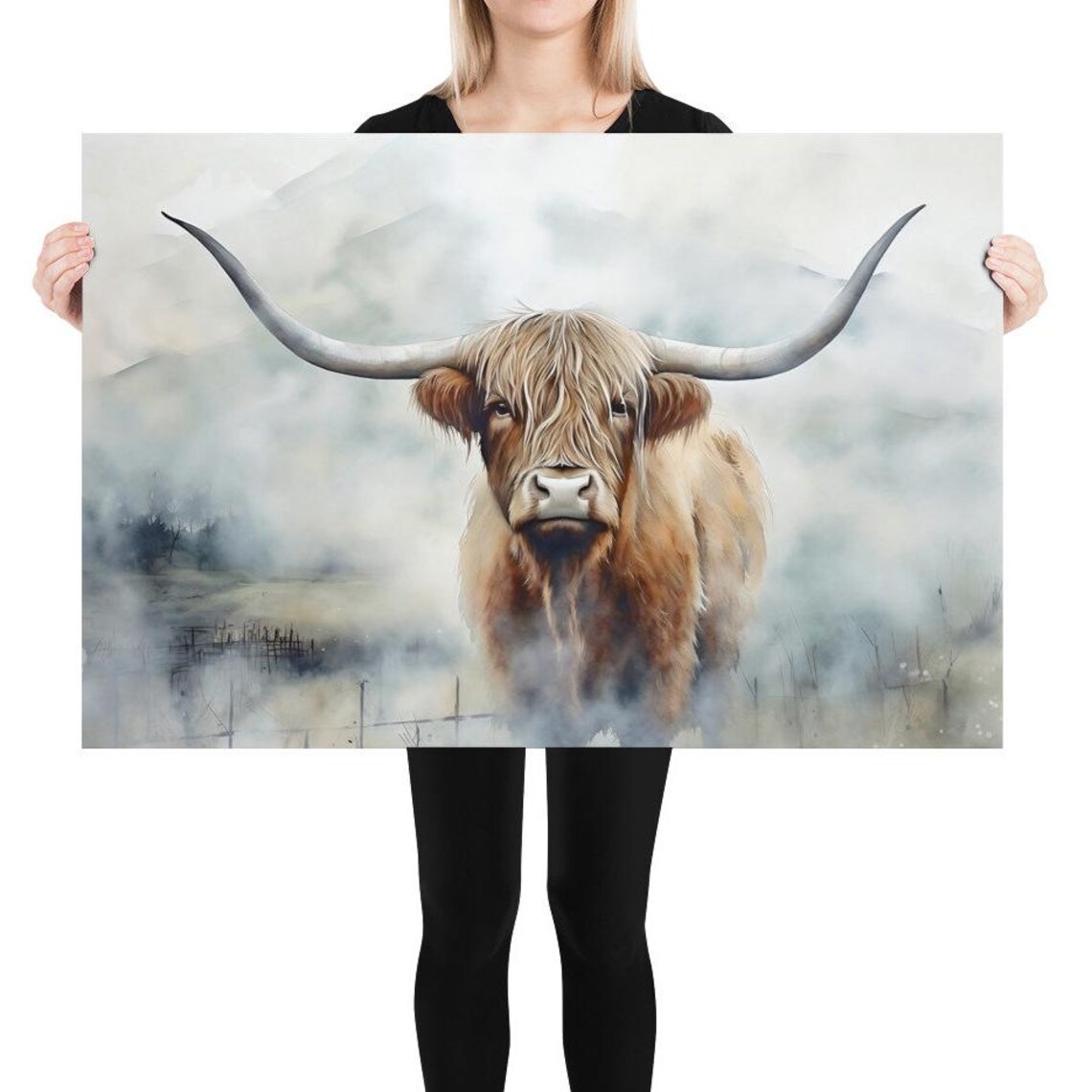 Highland Cow Painting Scotland Wall Art Print - Image 5