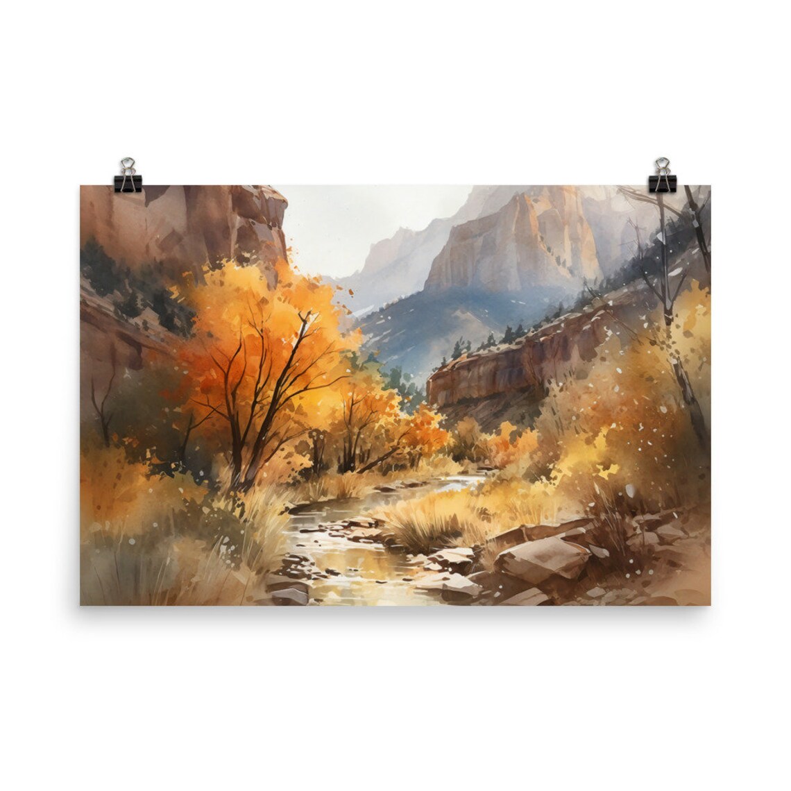 Zion Watercolor National Park Travel Poster - Image 5