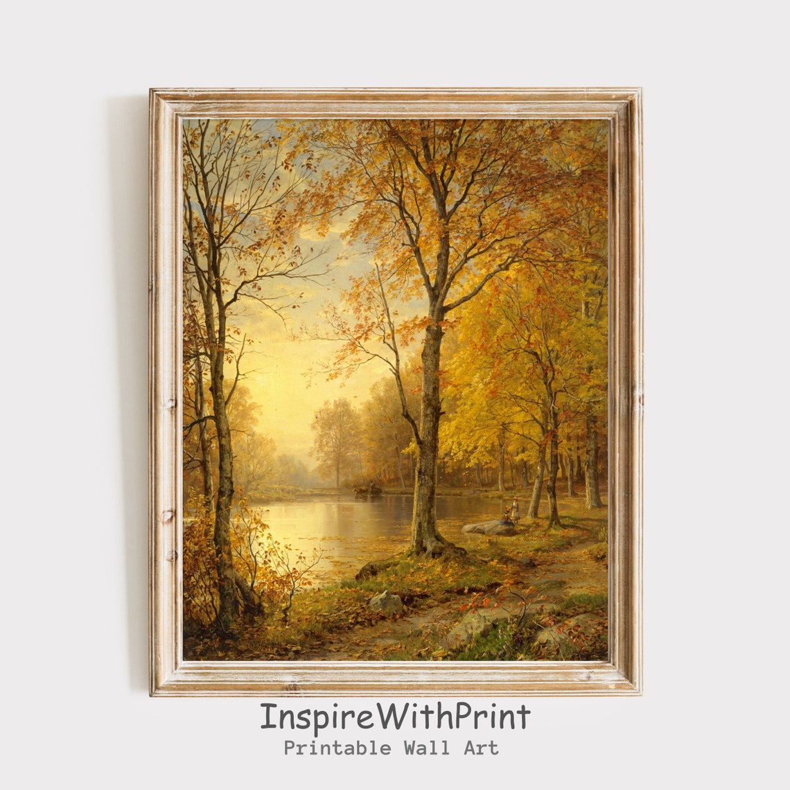 Autumn Forest Landscape Poster of Golden Trees by a Quiet Lake