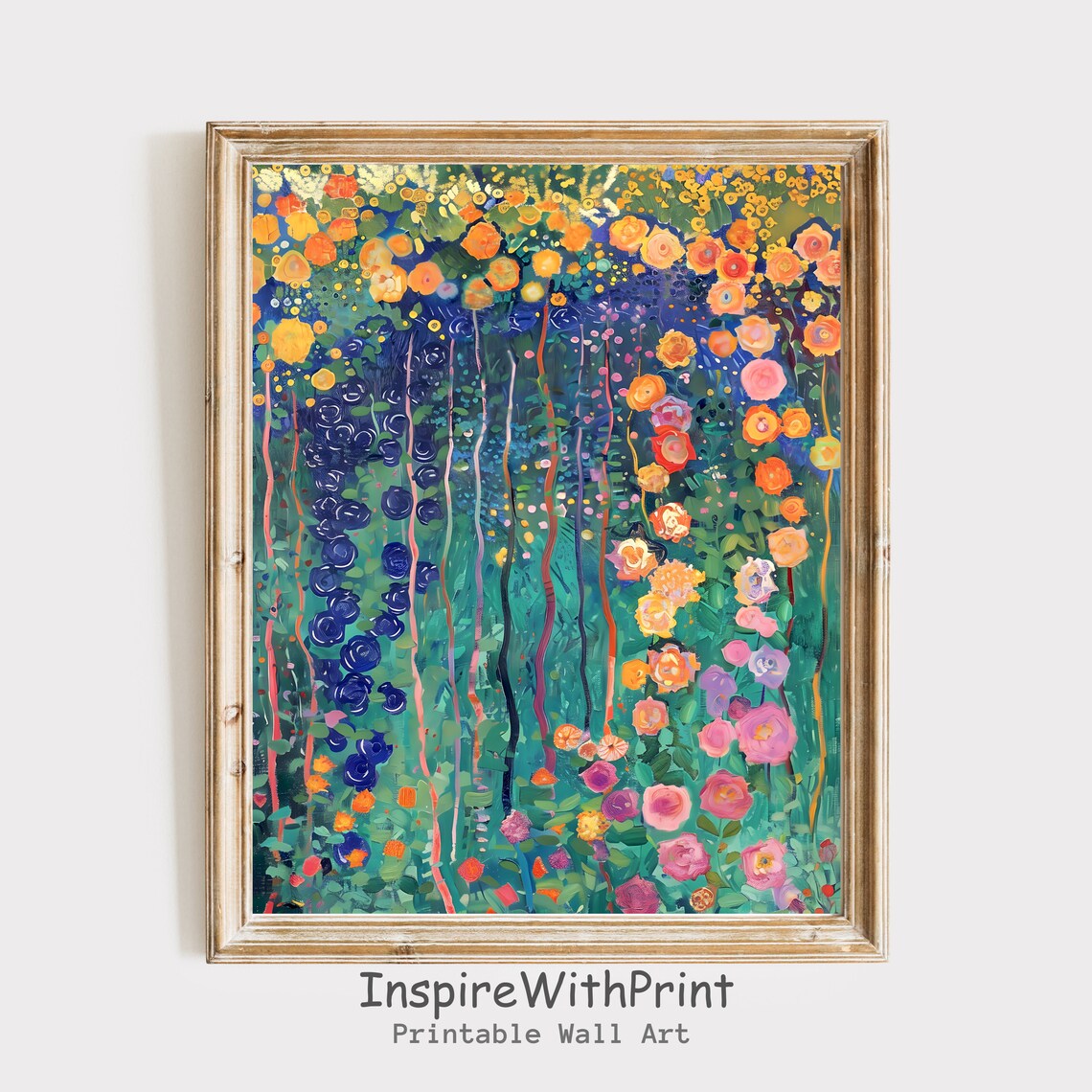 Colorful Flower Landscape Painting, Floral Art Print