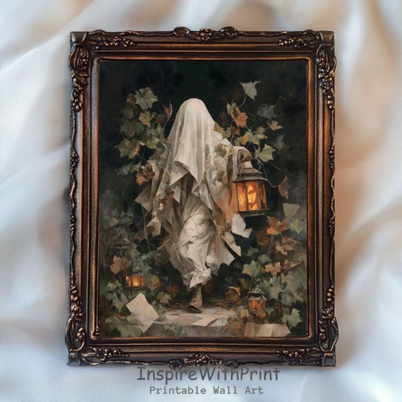 Vintage Art Spooky Halloween Painting Gothic Dark Academia Trendy Print Autumn Cottagcore
