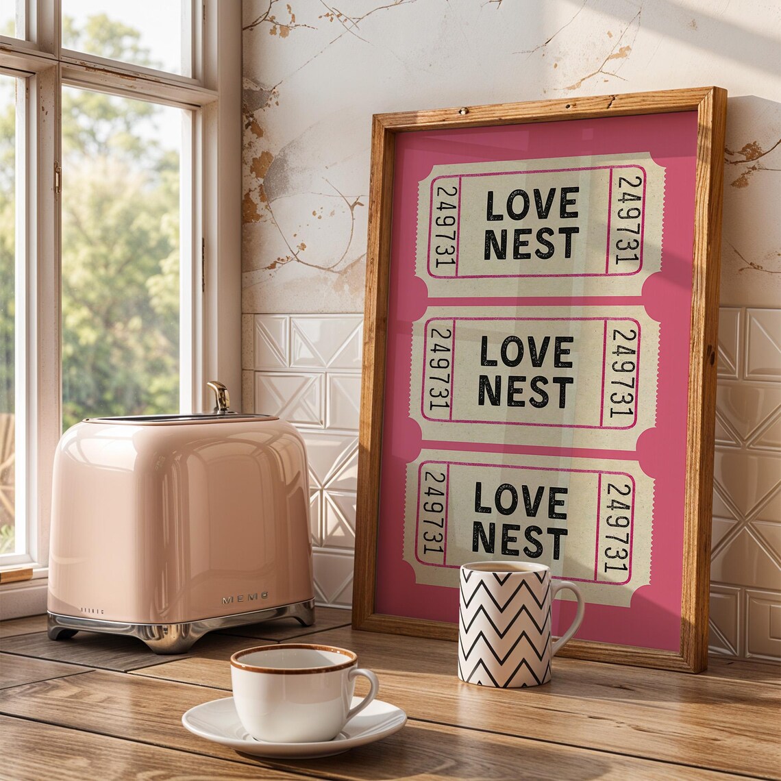 Love Nest Vintage Ticket Stub Trio Pink Valentines Wall Poster - Image 4
