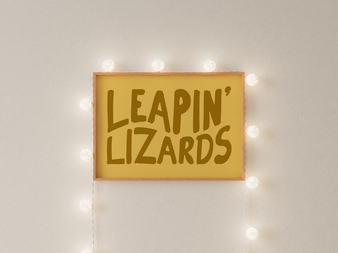 Leapin Lizards Funny Green Retro Exclamation Typography Poster - Image 3