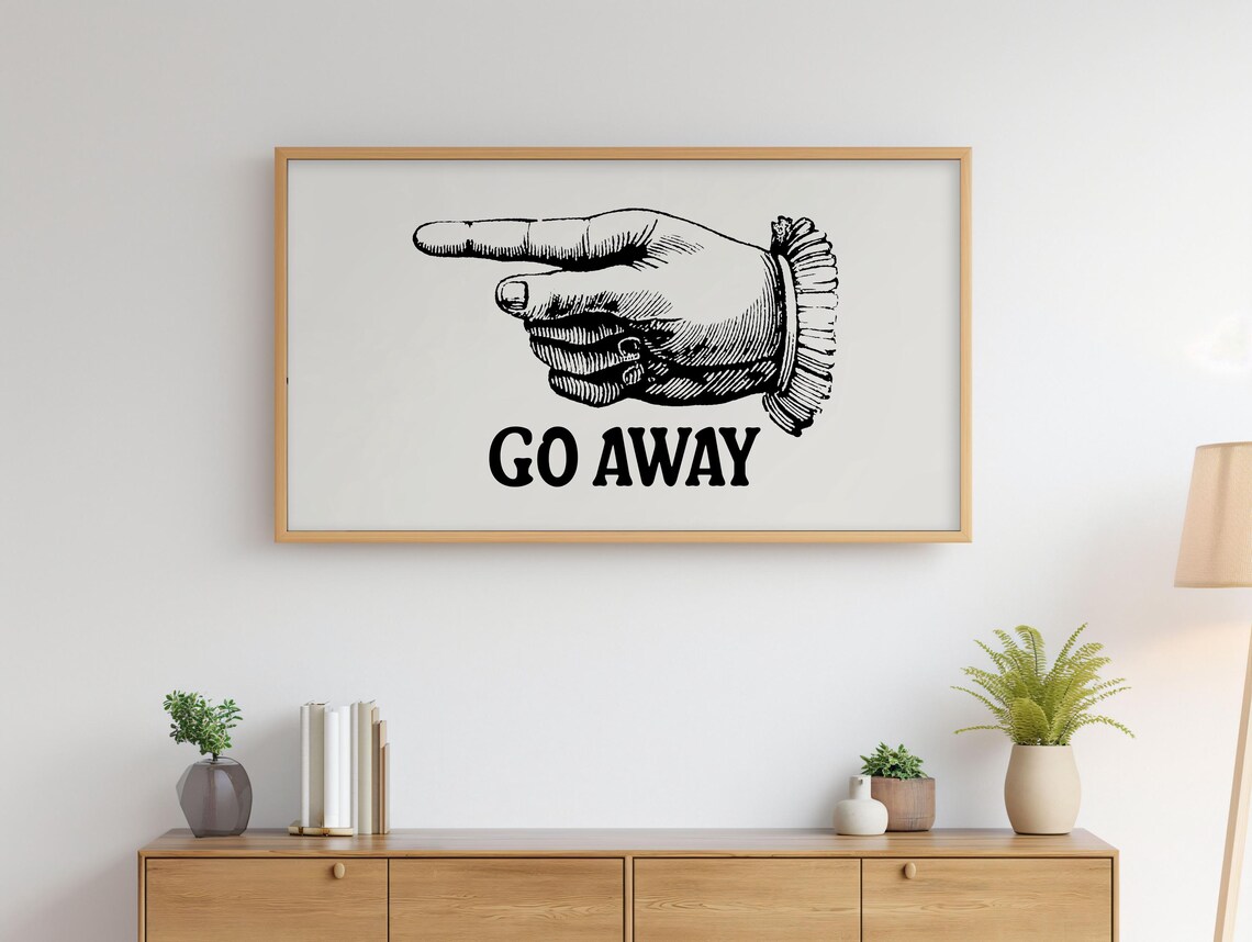 Funny Go Away Hand Sign Humorous Vintage Style Quote Wall Art - Image 3