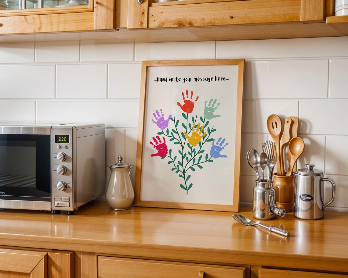 Handprint Flower Craft Keepsake Personalized Message Bouquet Poster - Image 3