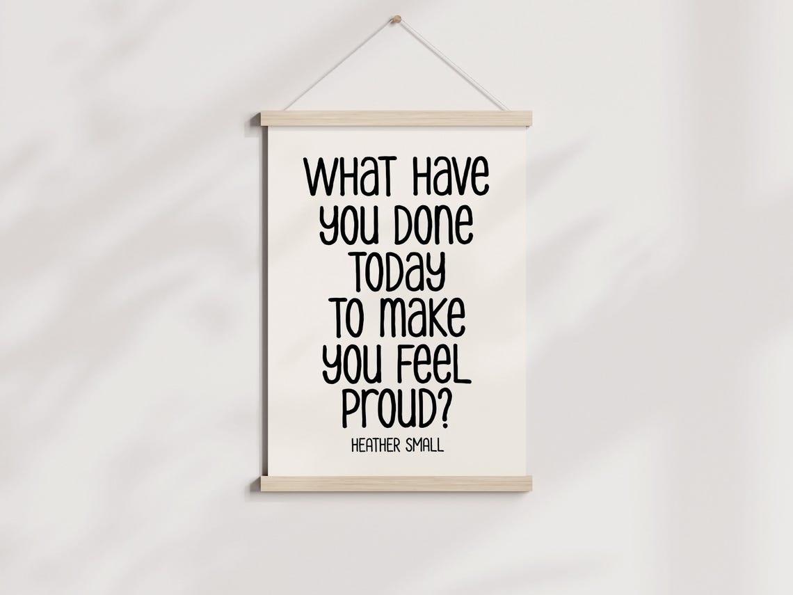 Heather Small Proud Quote Minimalist Black Cream Affirmation Poster - Image 3