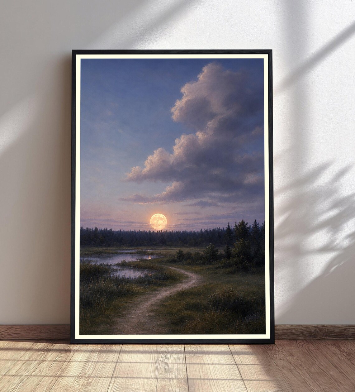 Moon Landscape Poster, Moody Night Sky