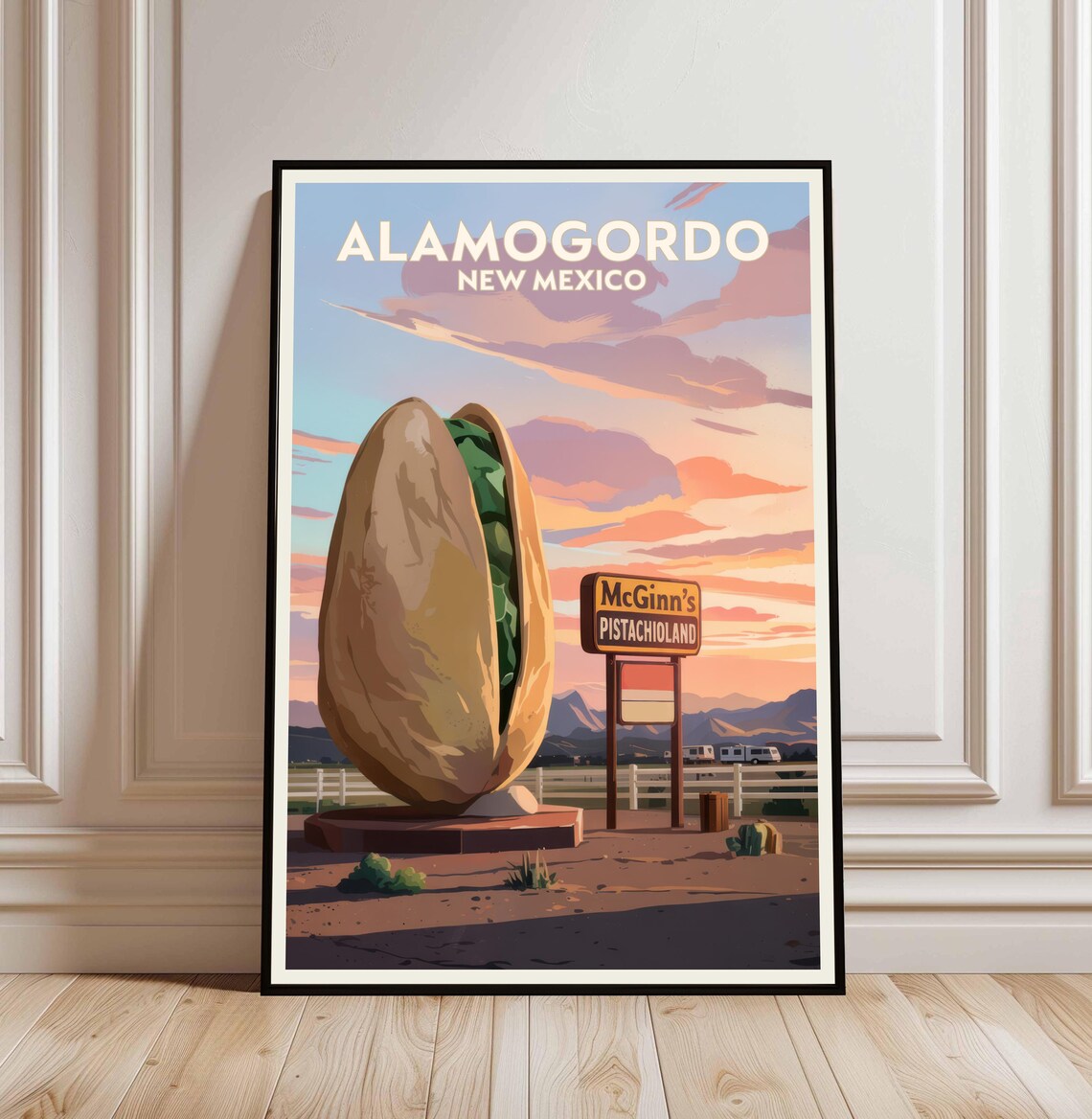 Alamogordo New Mexico PistachioLand Sunset Desert Travel Poster