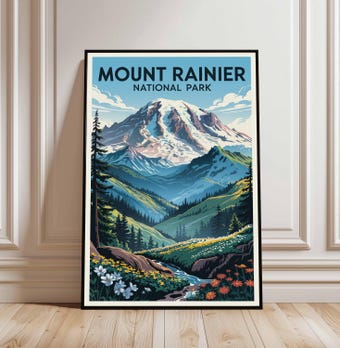 Mount Rainier National Park Art Print Washington Landscape Digital Download
