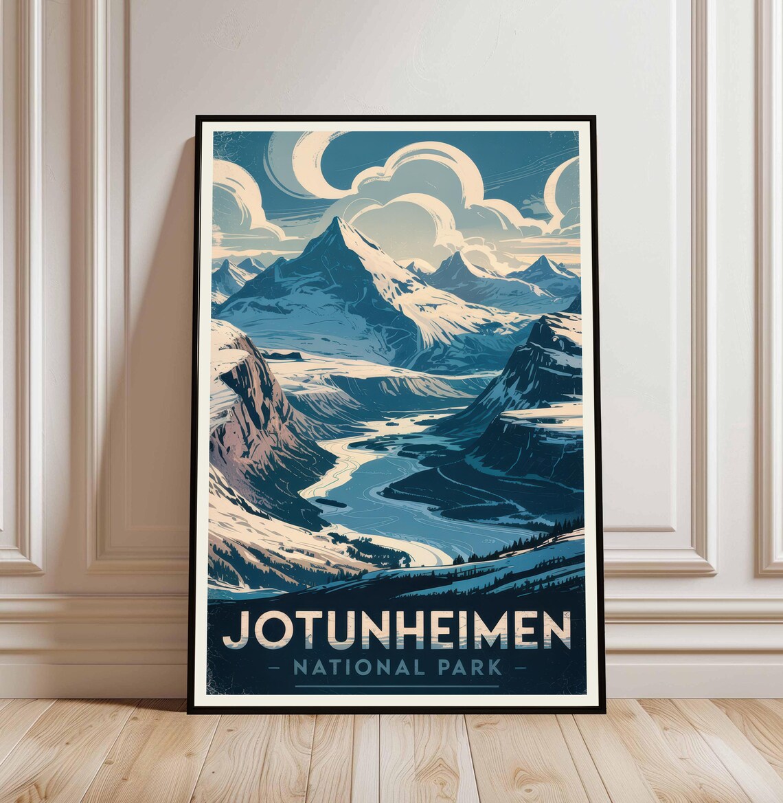 Jotunheimen National Park Norway Vintage Alpine Travel Poster