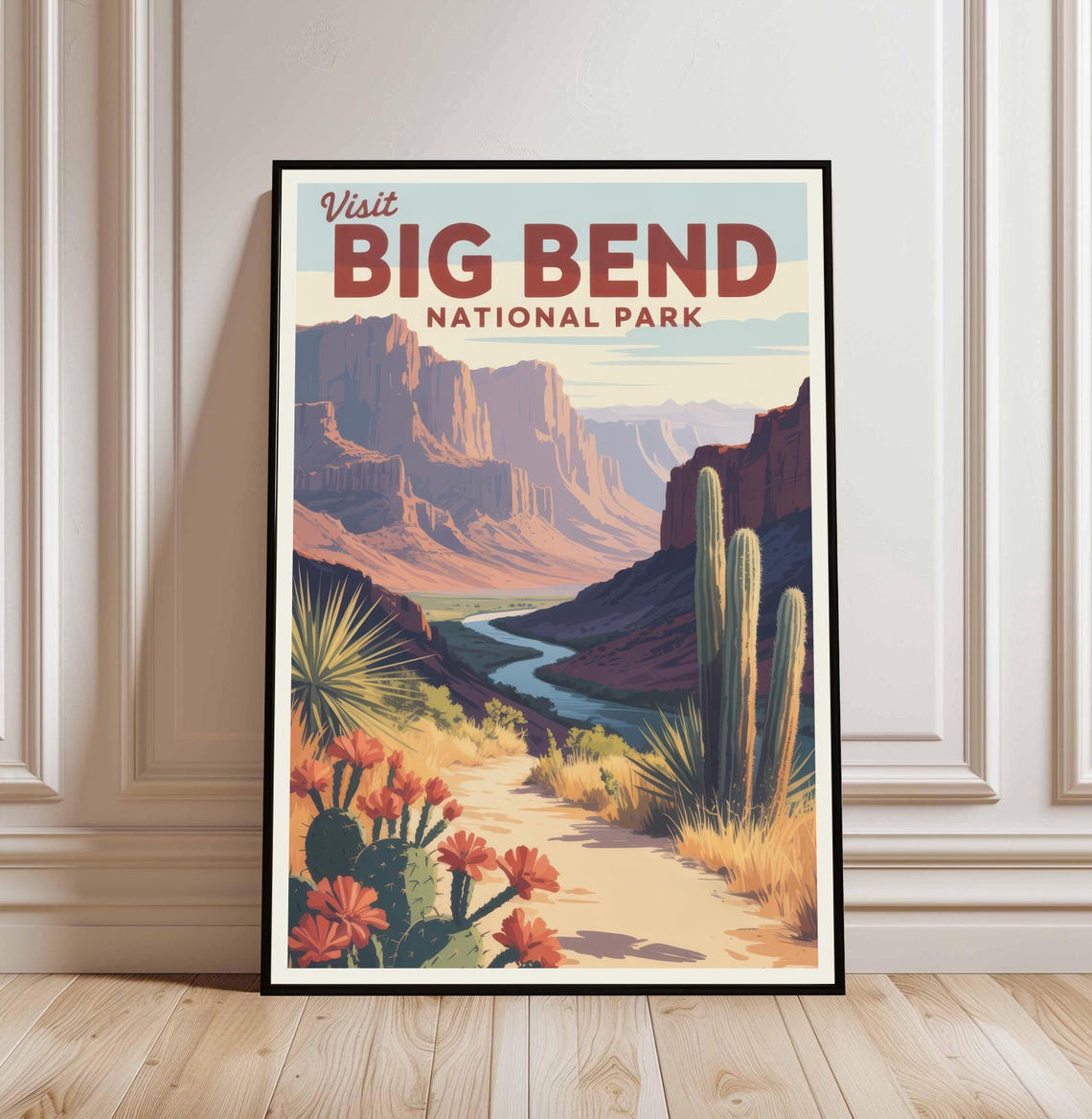 Big Bend National Park Texas Vintage Desert River Travel Poster