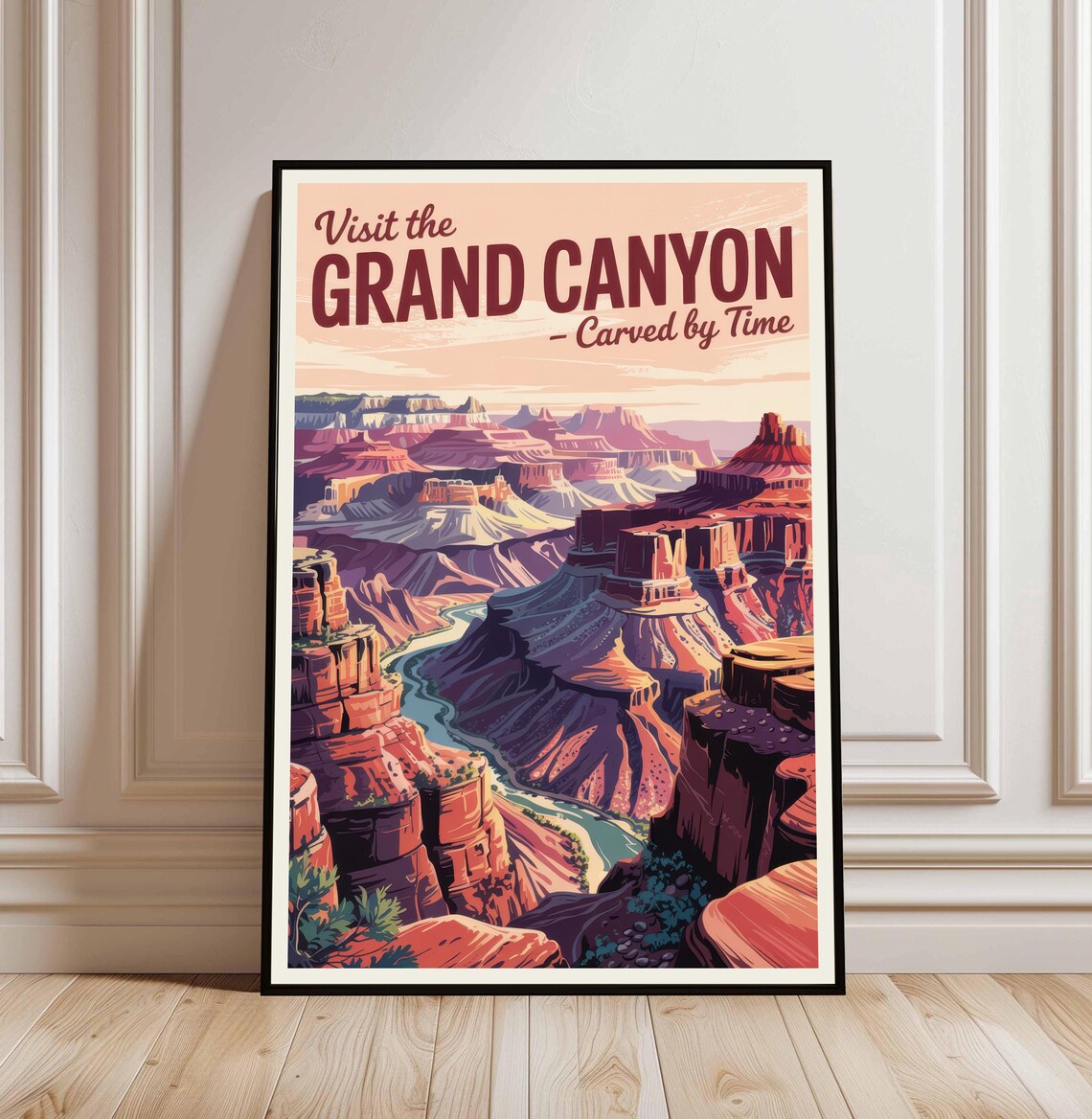 Grand Canyon Carved By Time Arizona Desert Vintage Travel Poster
