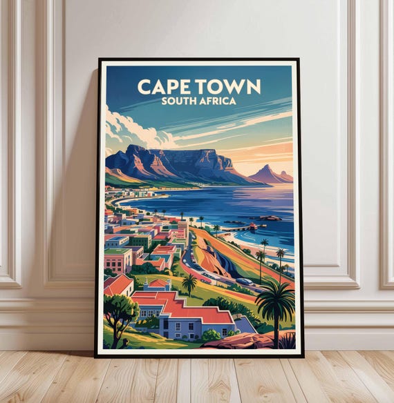 Cape Town Poster South Africa Table Mountain Wall Art Print