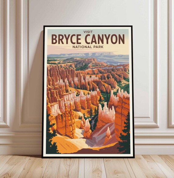 Bryce Canyon National Park Utah Hoodoos Vintage Travel Poster