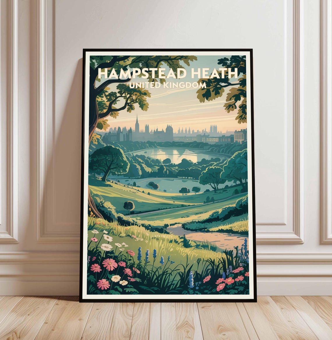 Hampstead Heath United Kingdom Vintage Travel Landscape Poster