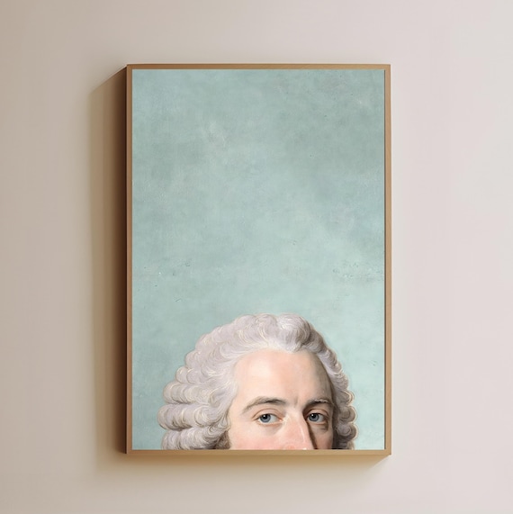 Classical Portrait with Powdered Wig Minimalist Oil Art Poster