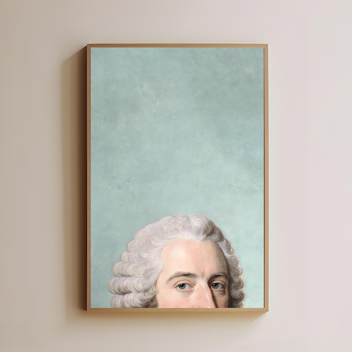 Classical Portrait with Powdered Wig Minimalist Oil Art Poster