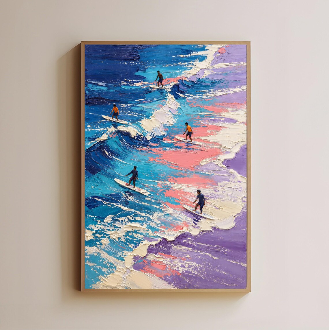 Abstract Surf Art Print, Impasto Wave Painting