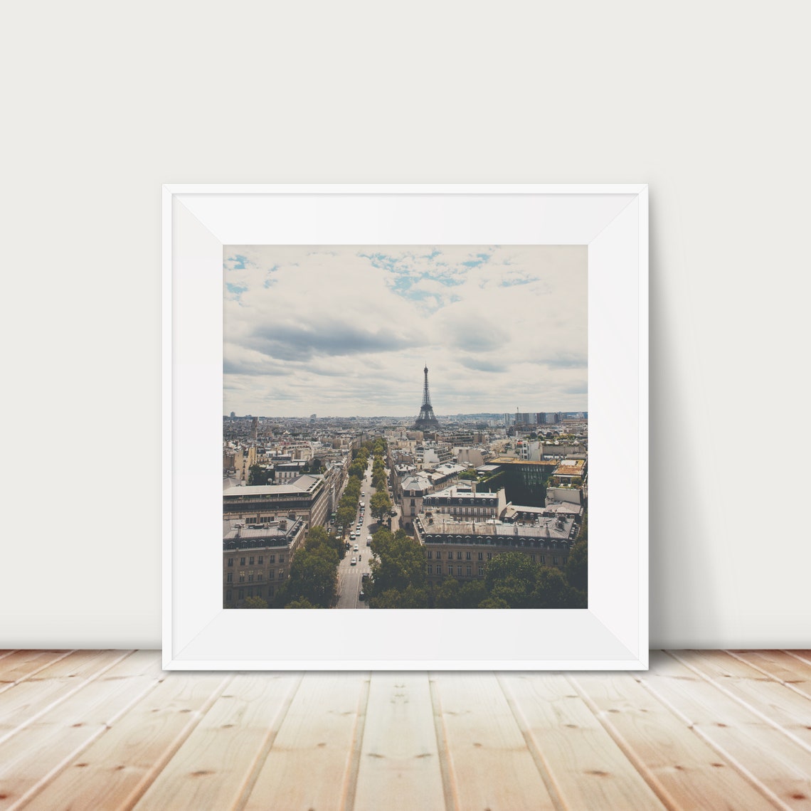 Paris City View with Eiffel Tower Rooftop Skyline Photo Poster