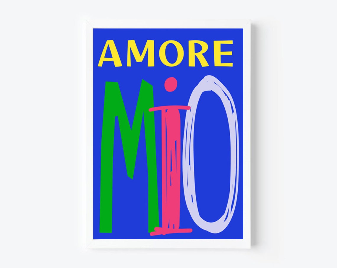 Amore Mio Bold Pop Typography Italian Love Quote Modern Poster