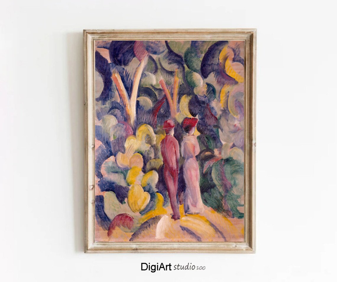 August Macke Couple in Forest Fauvist Color Walk Woodland Art Poster