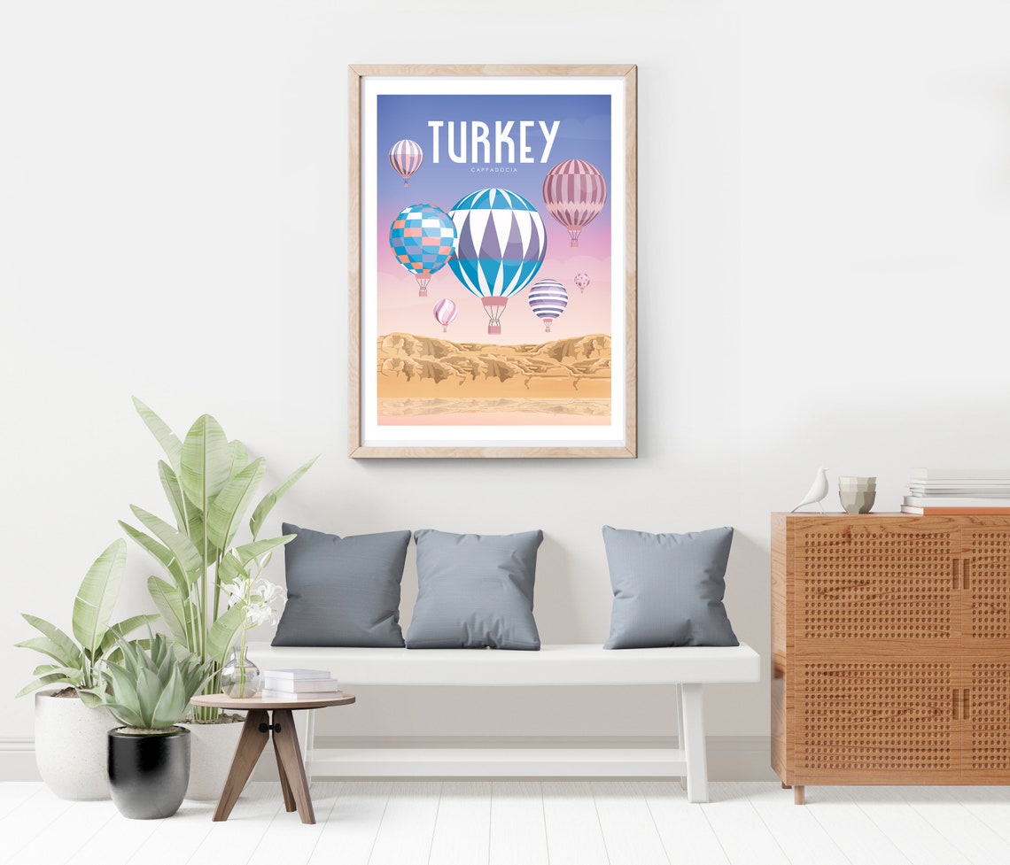 Turkey Cappadocia Hot Air Balloons Dawn Sky Retro Travel Poster - Image 3