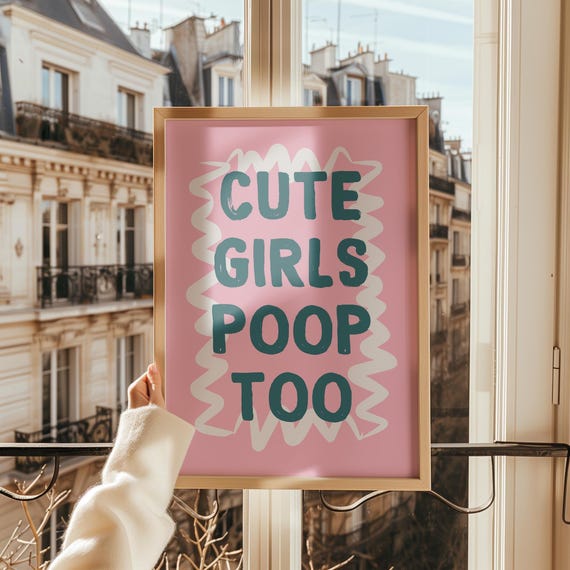 Pink Bathroom Wall Print Art Decor Dorm Girly Funny
