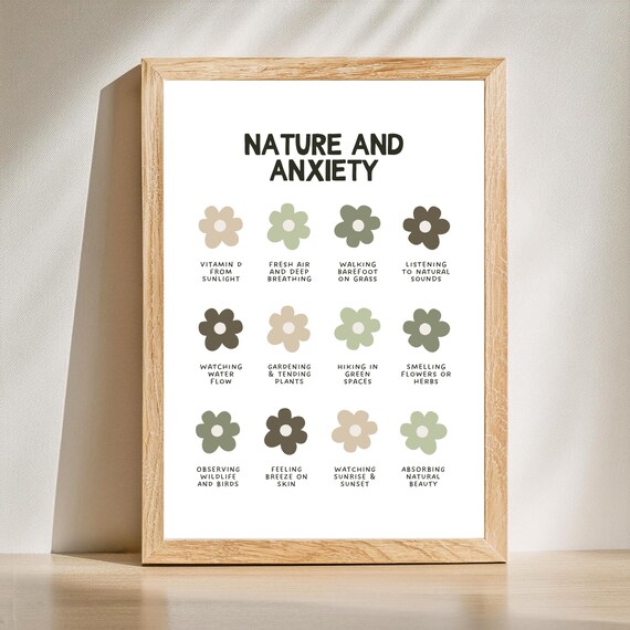 Nature and Anxiety Relief Flower Grid Therapy Poster for Mindful Calm