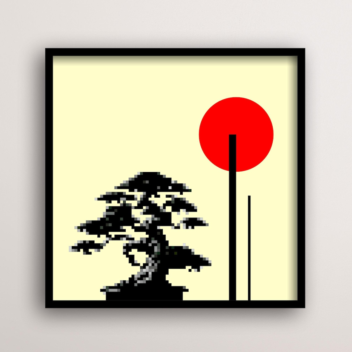 Pixel Japanese Bonsai Retro Game Zen Tree Decor