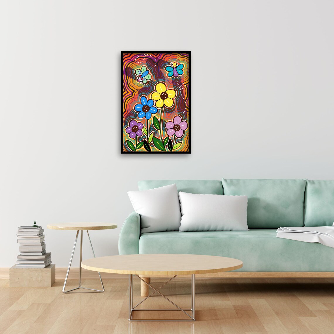 Whimsical Flower Art, Psychedelic Butterfly Poster - Image 4