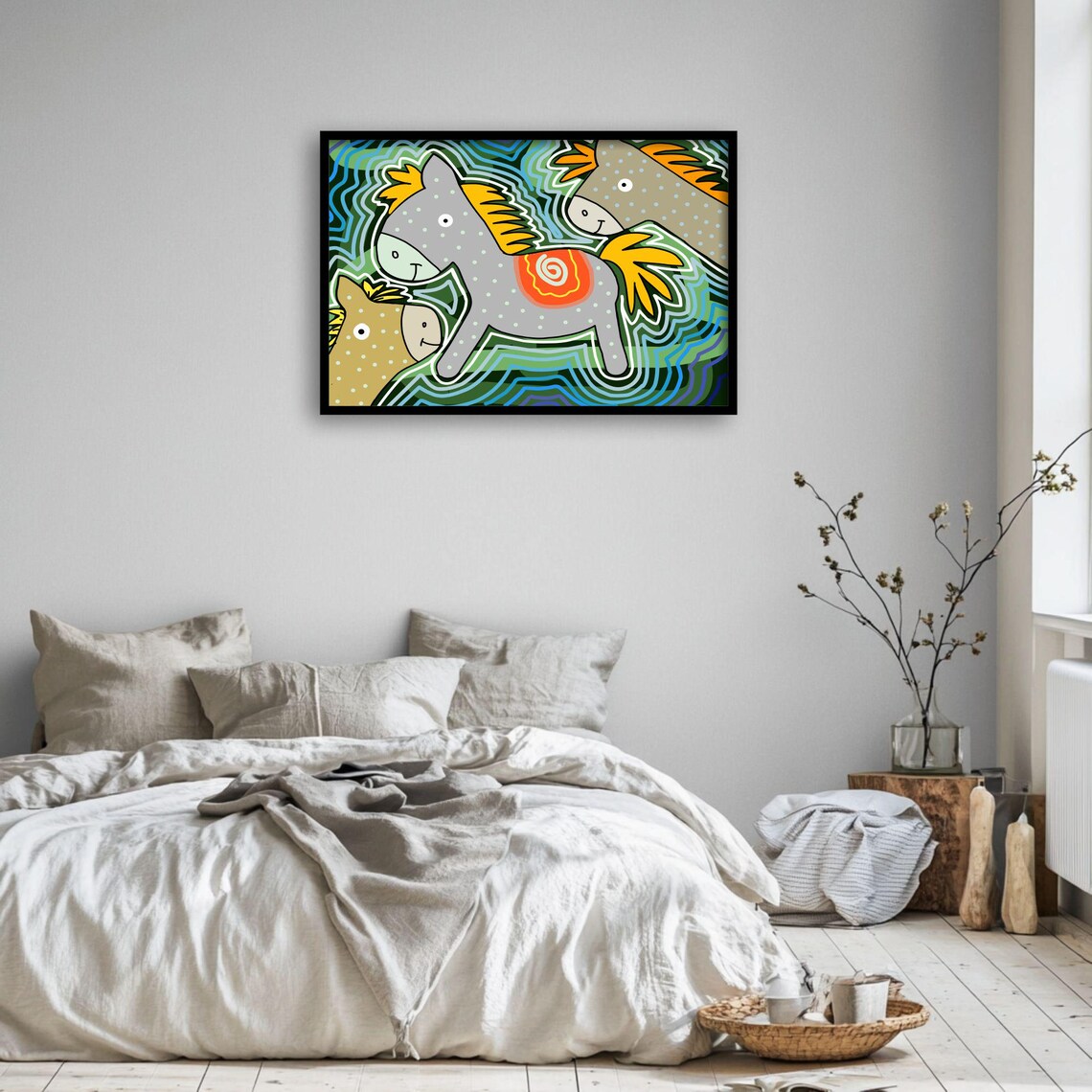 Pony Or Donkey Art, Whimsical Boho Kids Room - Image 3